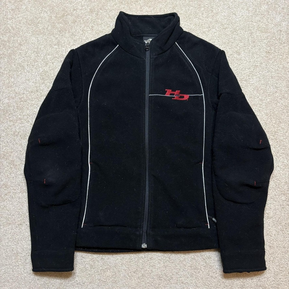 Harley-Davidson Fleece Jacket Womens Small‎ Black Full Zip Motorcycle HD Biker